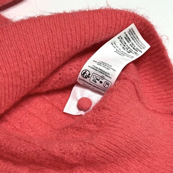Boden Cropped Wool Mohair Coral Pink Cardigan Knit Sweater Short Sleeve - Picture 8 of 11
